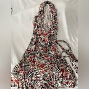 Bebe cream, Black, red and Pink wrap around Dress